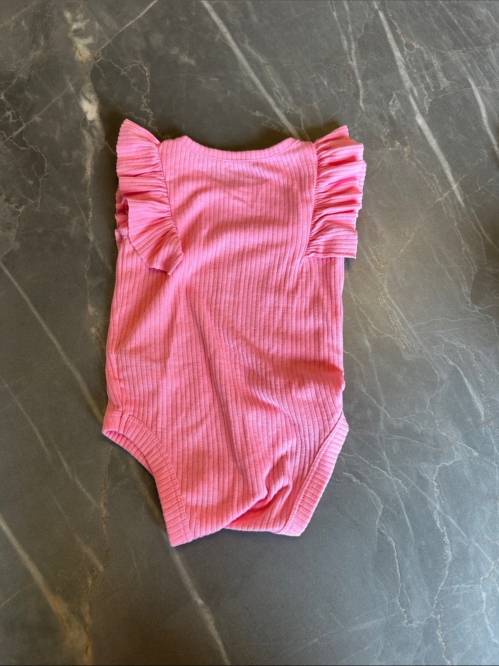 Cat & Jack Pink Ribbed Ruffle Sleeve One-Piece Bodysuit - Picture 2 of 3